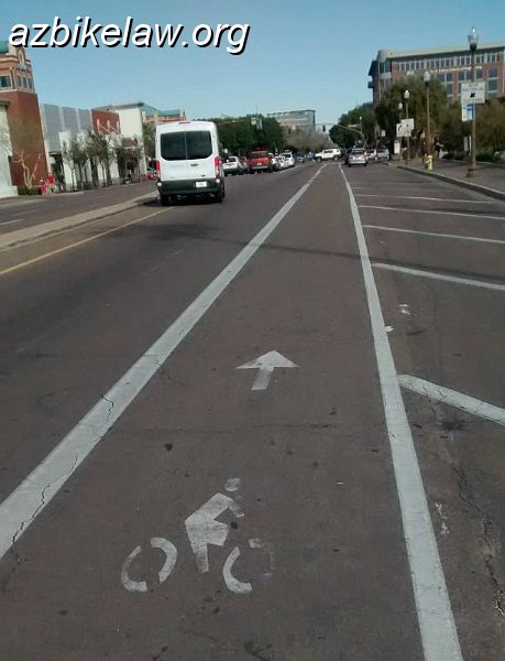 IMG_20150214_105206727~2_01.JPG - Old, smaller, now non-standard, BL markings on Mill Ave approaching University. there are quite a few of these here there and everywhere around Tempe in 2015