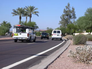 Figure 3. Ray Road, near Sun Ray Park: showing 3 narrow travel lanes and a 14 inch shoulder