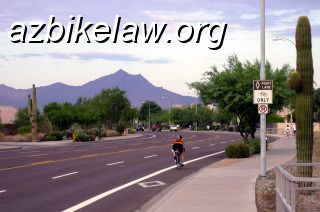 SampleBikeLane.jpg - Sample Bike Lane. This shot was taken in 2003 and shows the now out-of-date signage and ground marking. Chandler Blvd, westbound, west of Desert Foothills Parkway, Phoenix, AZ