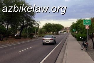 SampleBikeRoute.jpg - Sample Bike route with small shoulder. This shot was taken in 2003.  Chandler Blvd, westbound, section between 24th Street and Desert Foothills Parkway, Phoenix, AZ